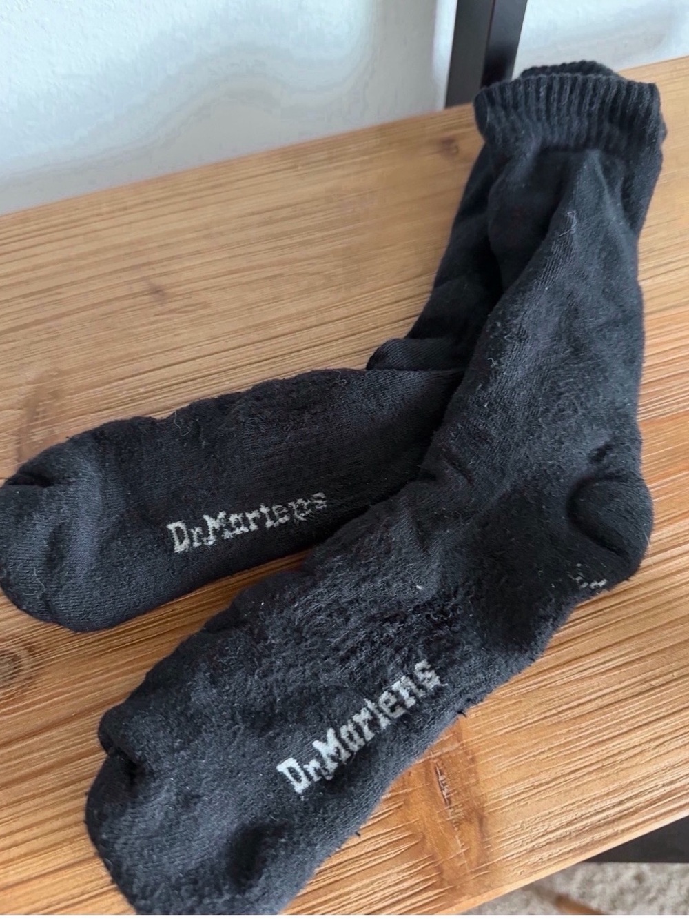 Dr. Martens Black Crew Socks with White Logo